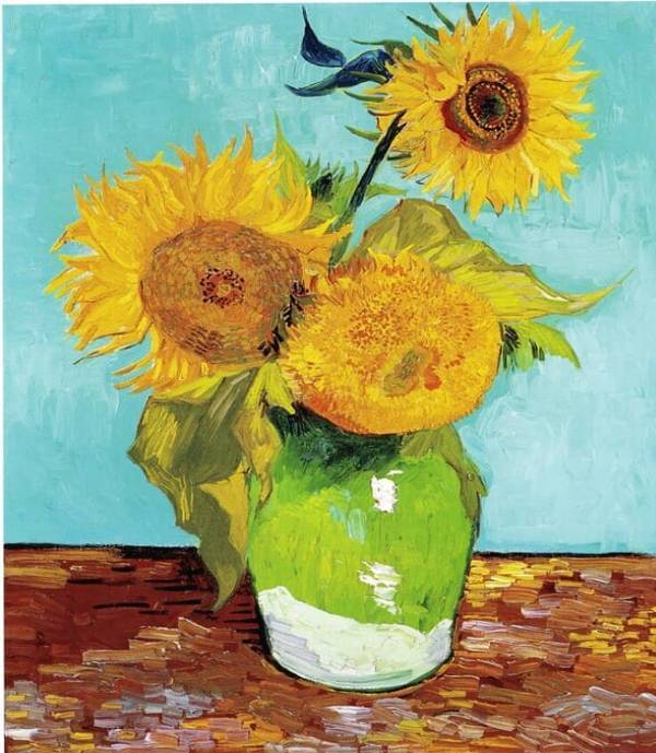 Van-Gog-tri-suncokreta-štampa-na-kanvas-platnu Van Gog vaza ruže cvetovi suncokret reprodukcije slike na kanvas platnu home dekor na zidu